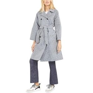 Weekend Max Mara Women's Checked Trench Coat Blue Size US 12